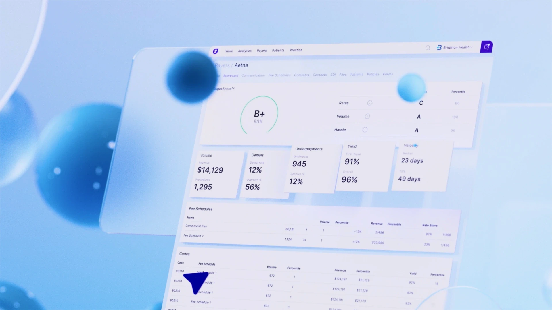 Explainer video UI frame with healthcare analytics dashboard, combining SaaS design and motion graphics to present complex metrics clearly.