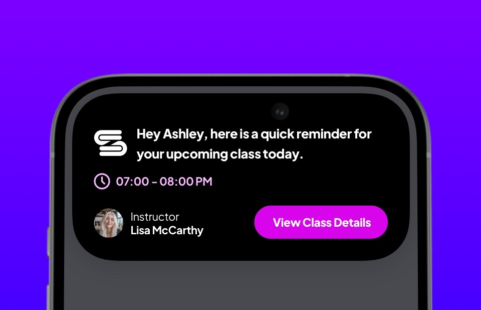 Iphone notifications for pilates class