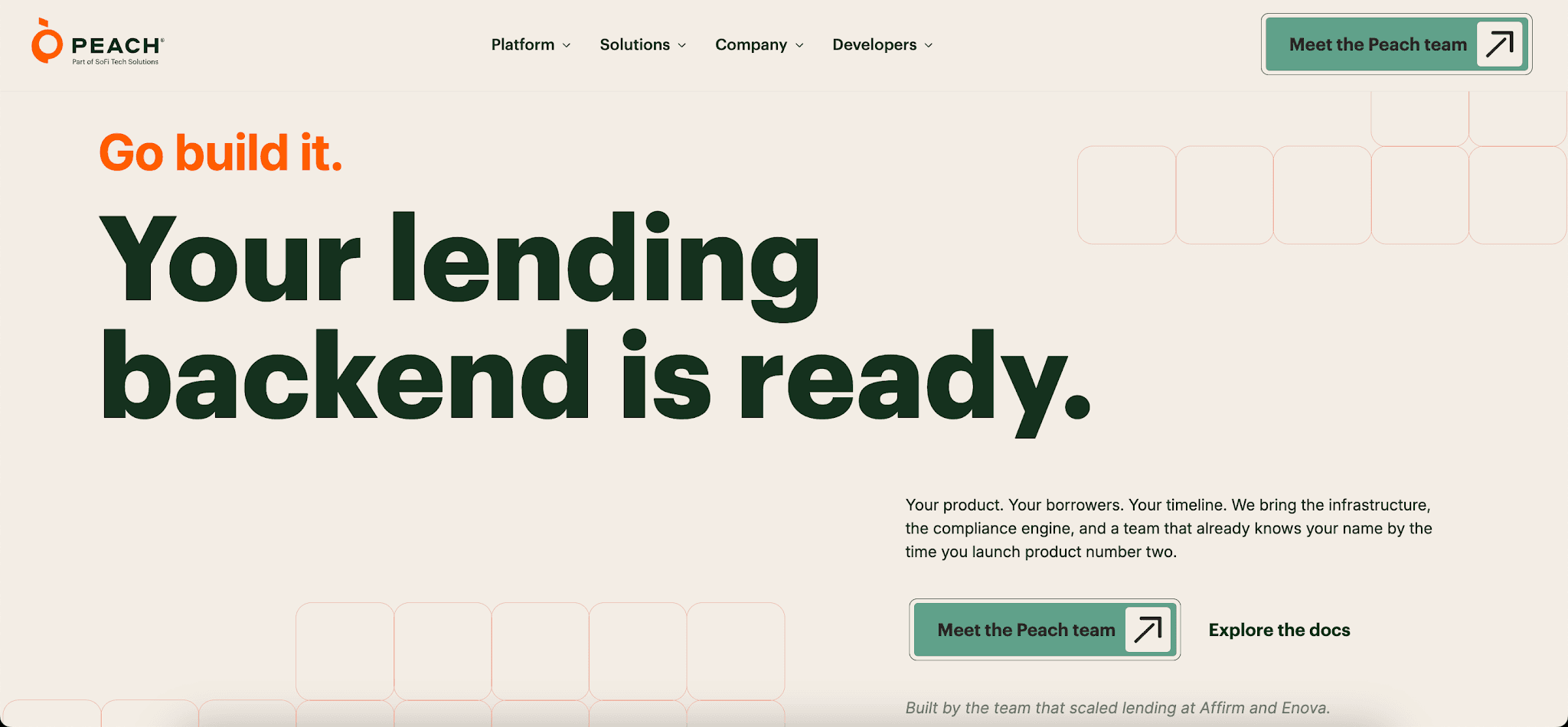 Peach Finance website homepage
