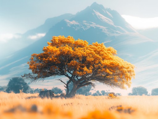 Big tree in front of huge mountain