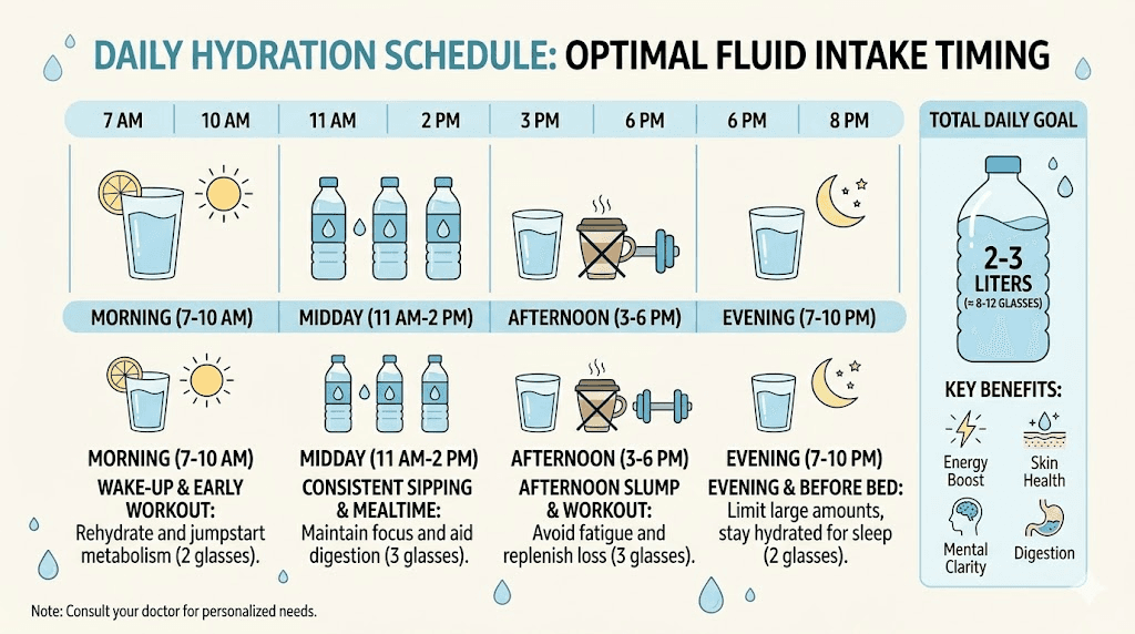 Optimal fluid intake schedule for managing tirzepatide urination changes