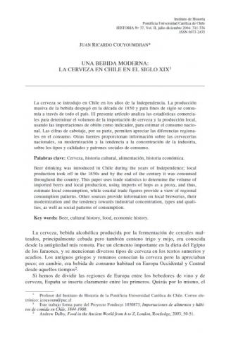 Una bebida moderna: la cerveza en Chile en el siglo XIX