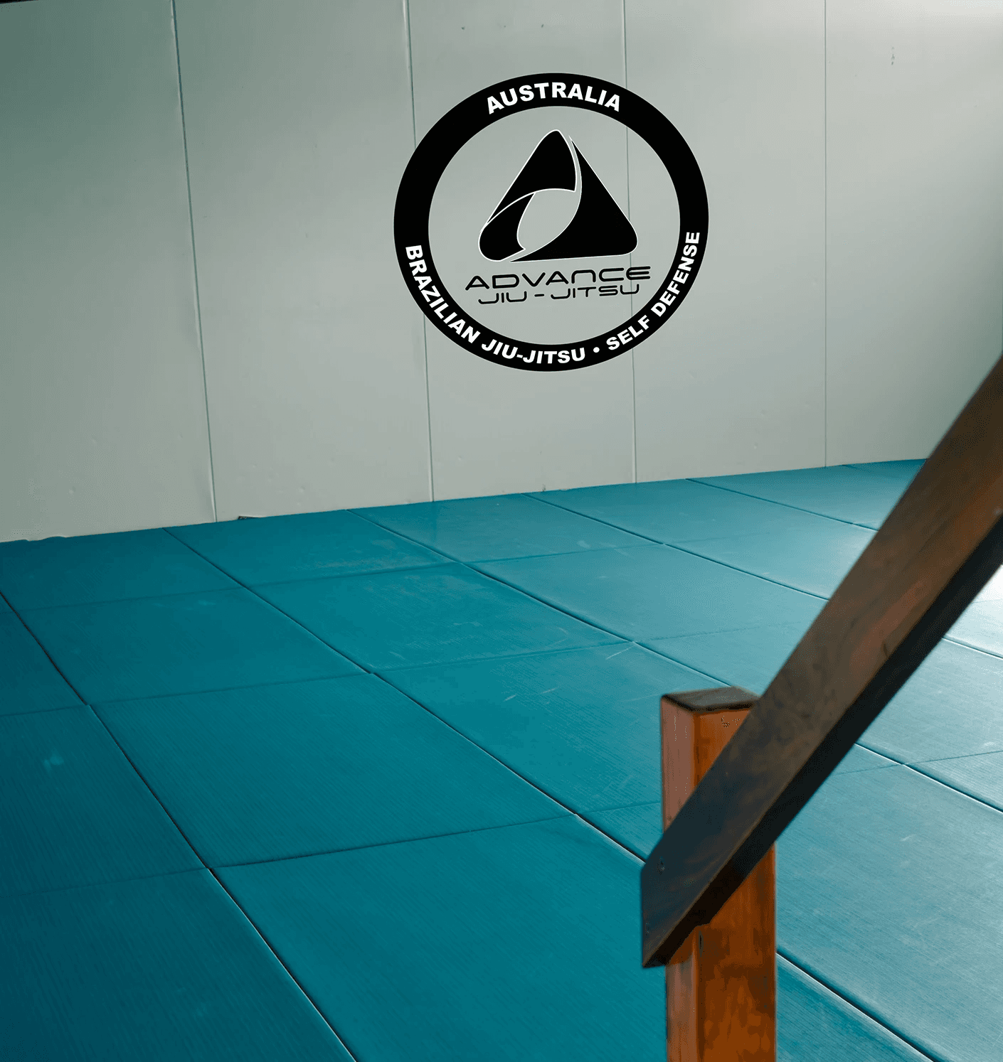 View of blue training mats inside the Gracie Sydney dojo