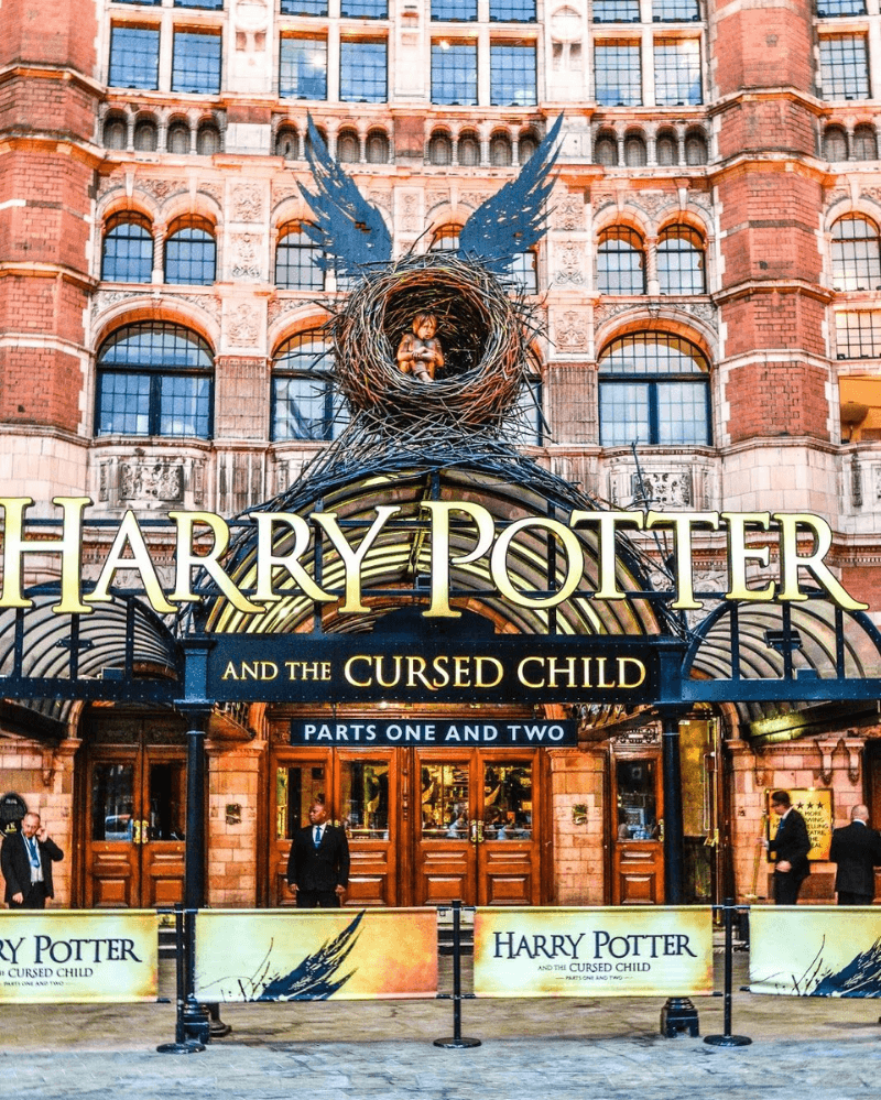 Exterior of the Palace Theatre in London where Harry Potter and the Cursed Child Parts one and two play. 