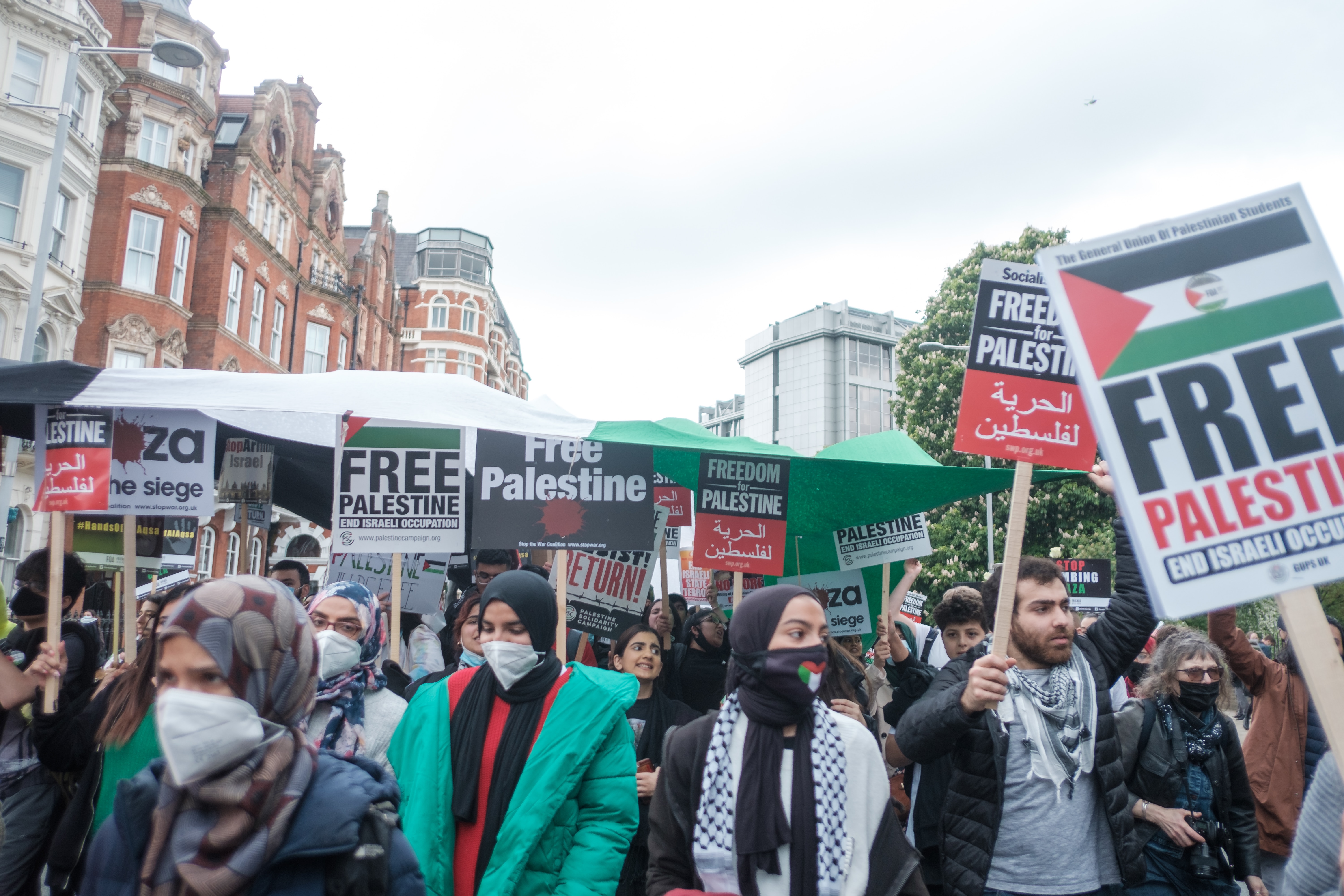 protestors walking