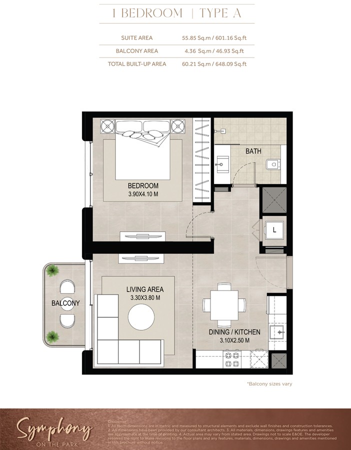 Symphony by Nshama Floor Plan 1BR