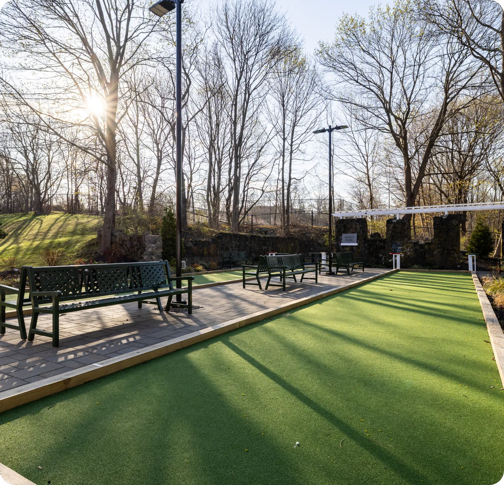 Price Landscape and Construction finished project of an outdoor bocce ball court