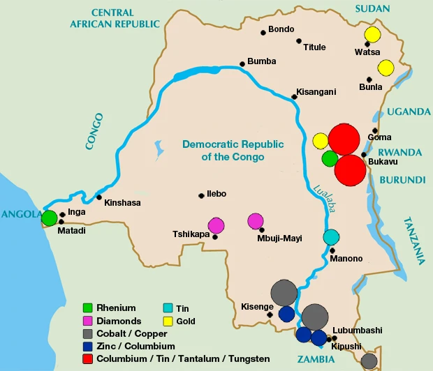 The DRC map: Mining sites