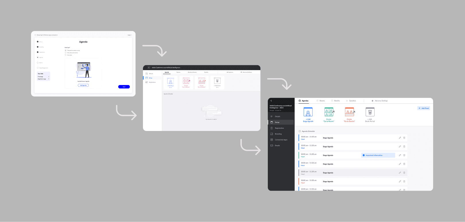 Progressive evolution of the event creation experience—iteratively refining structure, navigation, and scalability as the platform matured.