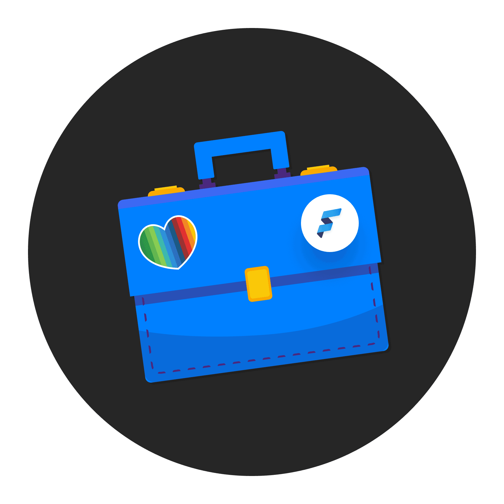 Cloud development environment showing code snippets with bunq’s rainbow colors, gears, and cloud shapes in the background.