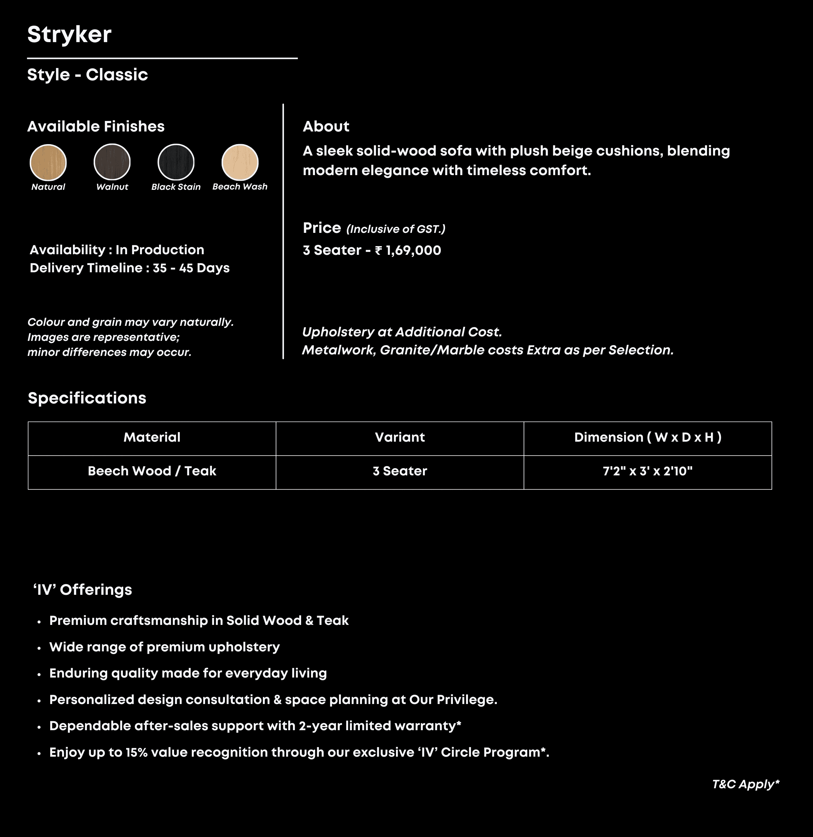 Plum velvet 3-seater with channel tufting and gold-toned legs.