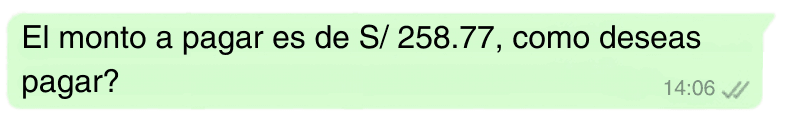 Conversación por WhatsApp con el Asistente de Domus AI para consultar y pagar la cuota de mantenimiento del edificio