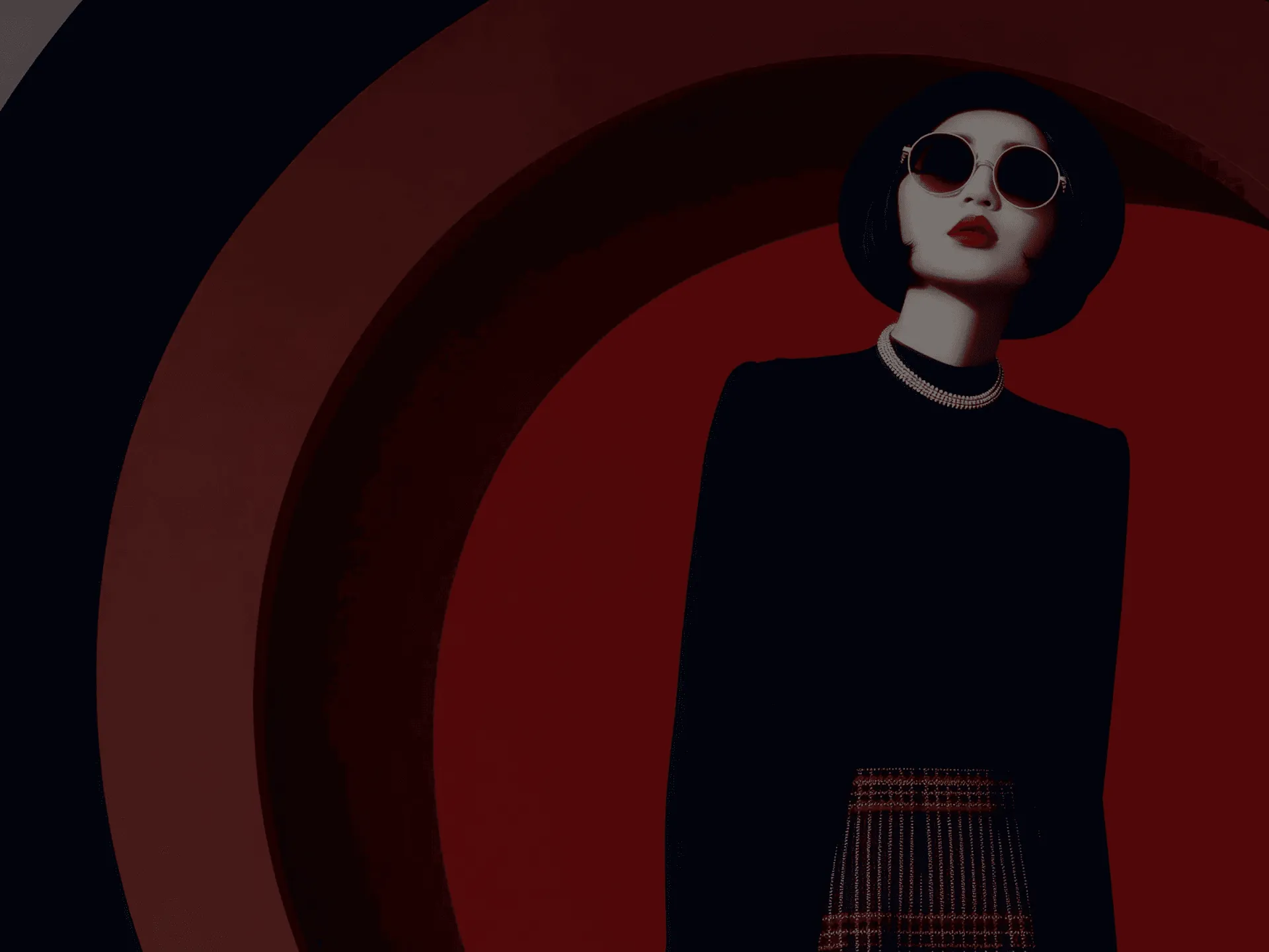 A fashion model in black dress