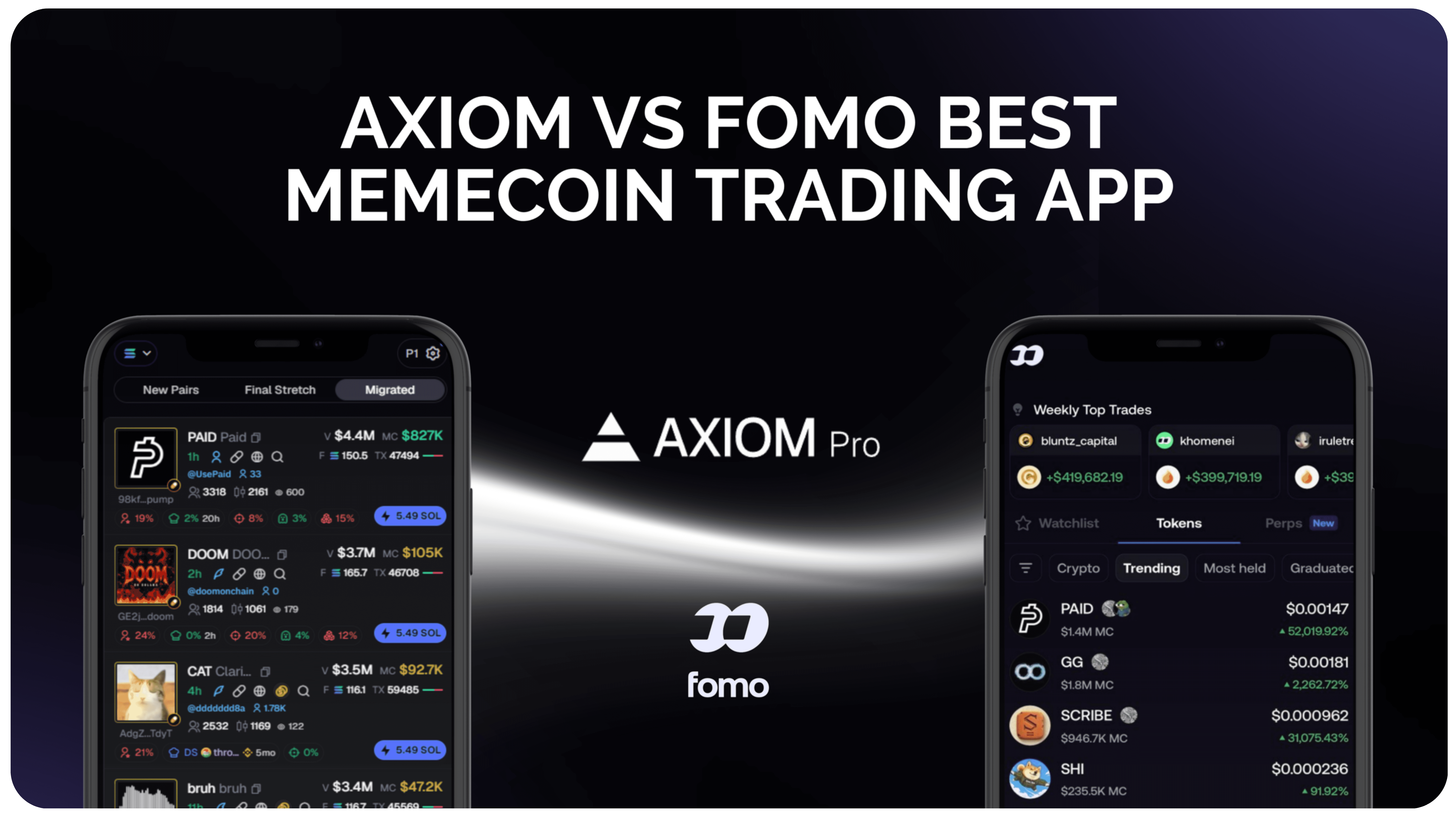 fomo vs axiom best meme coin trading platform