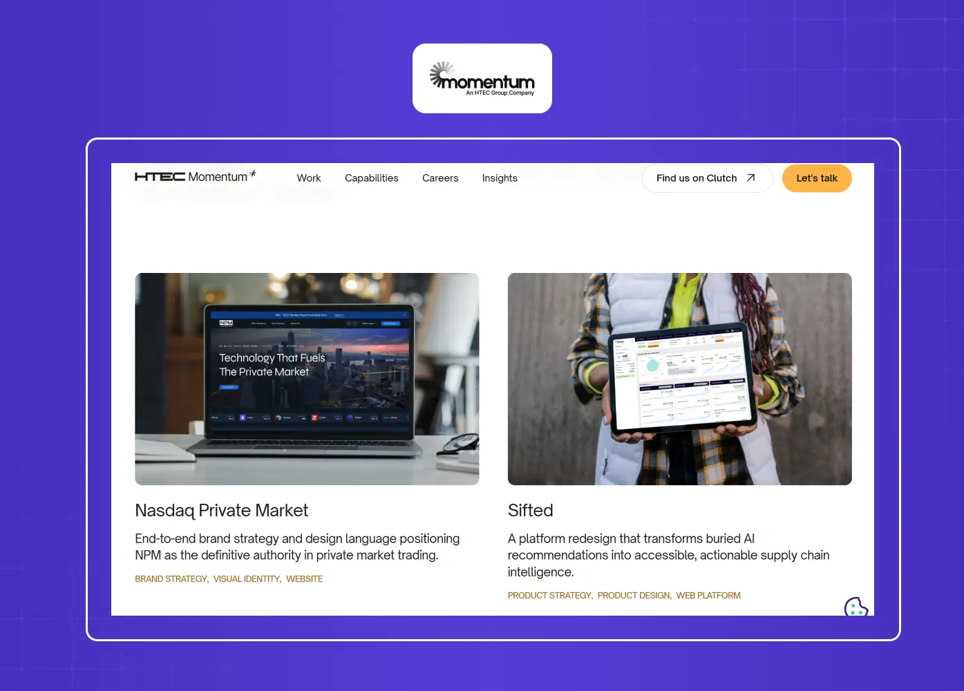 Product design agency portfolio featuring digital transformation and enterprise platform redesign projects.