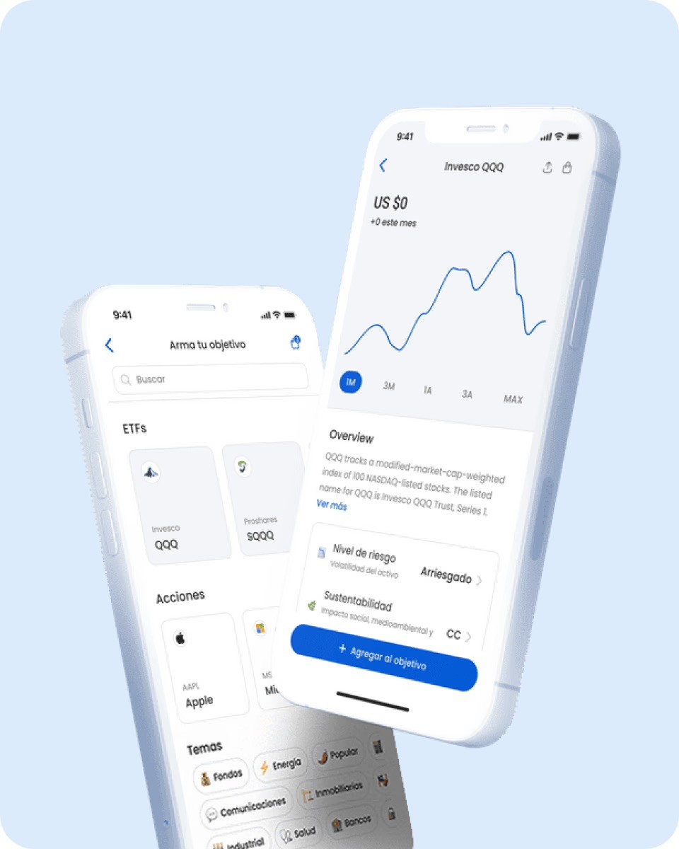 Dos celulares con inversiones en la app de Fintual