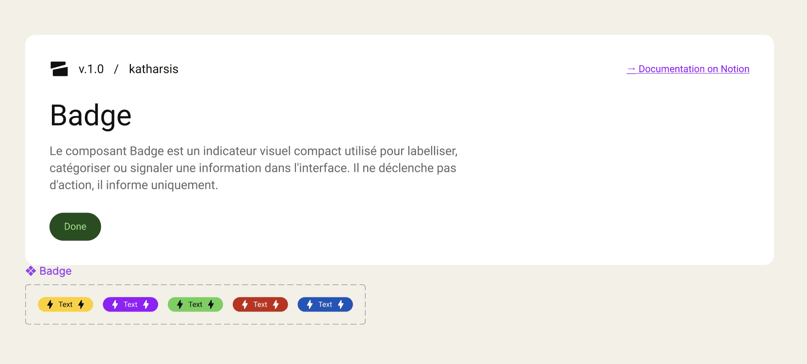 Détail du design system katharsis