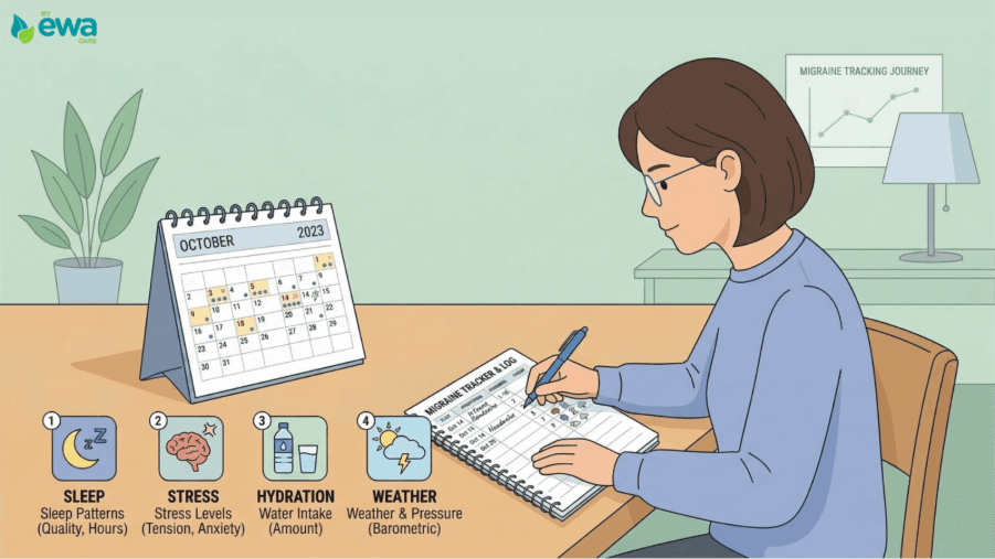 Image alt text:Tracking recurring migraine symptoms