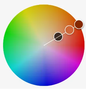 Colour wheel with three shades of one hue selected, showing a monochromatic colour scheme