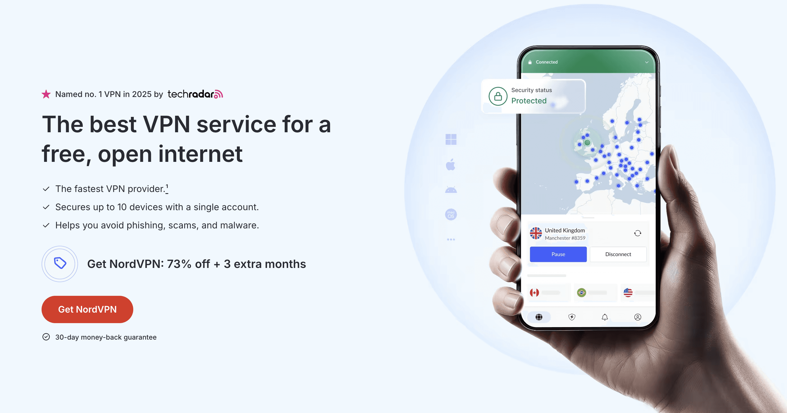NordVPN homepage Screenshot