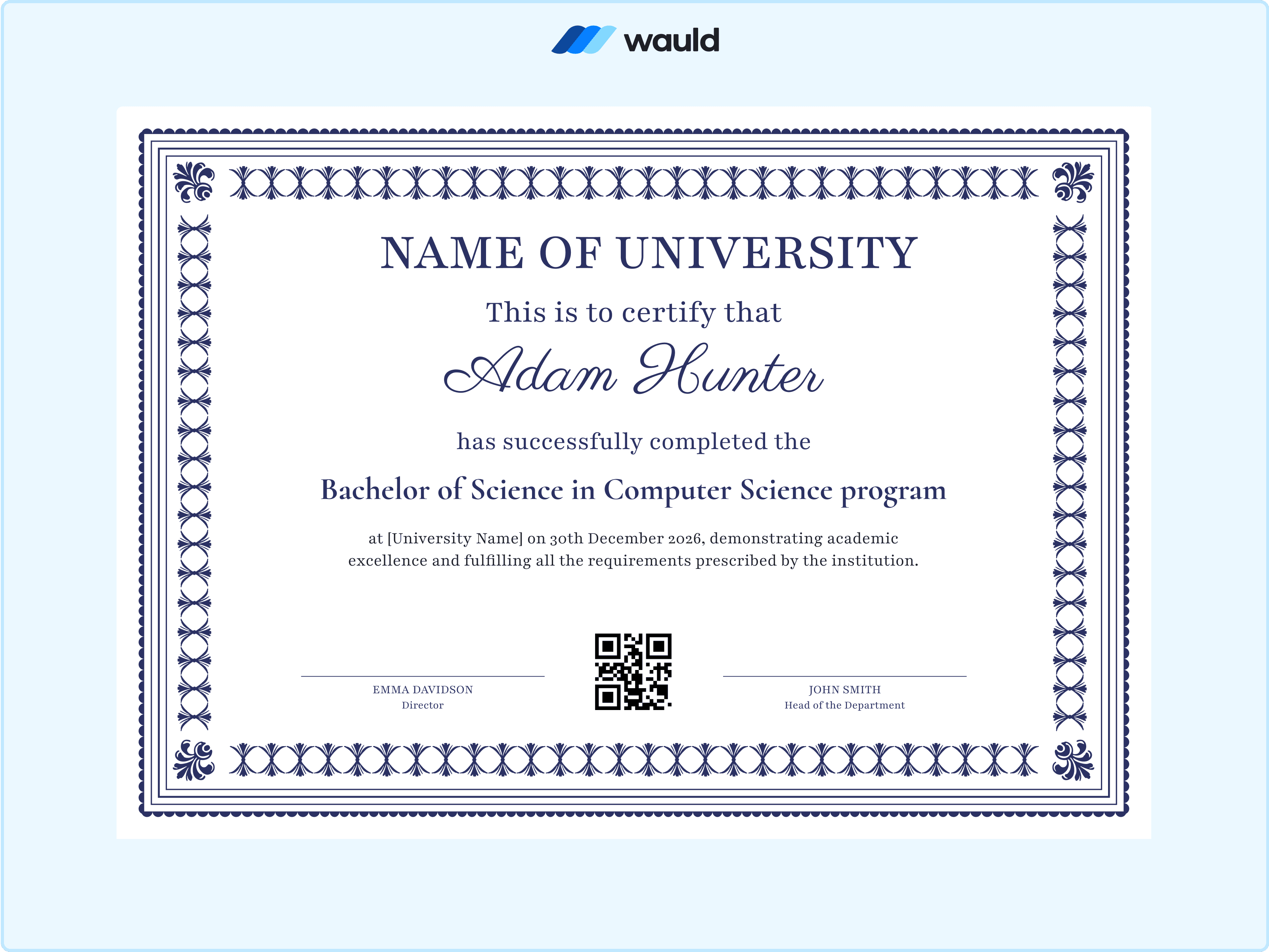 Wauld - Sophisticated and neat graduation certificate template