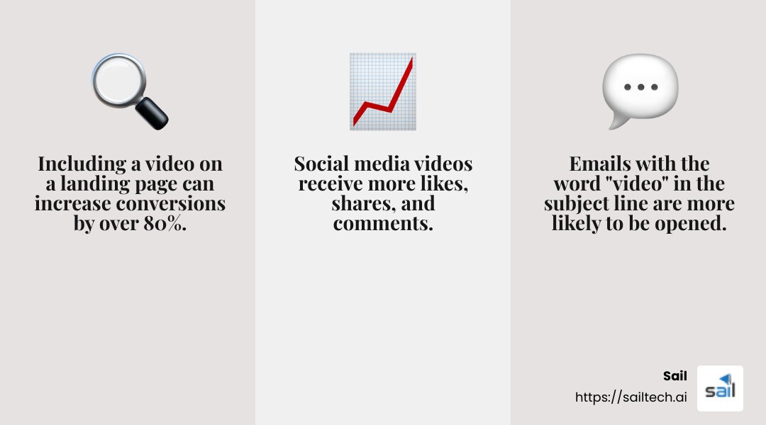 Including a video on a landing page can increase conversions by over 80% - Hotel video marketing infographic 3_facts_emoji_grey