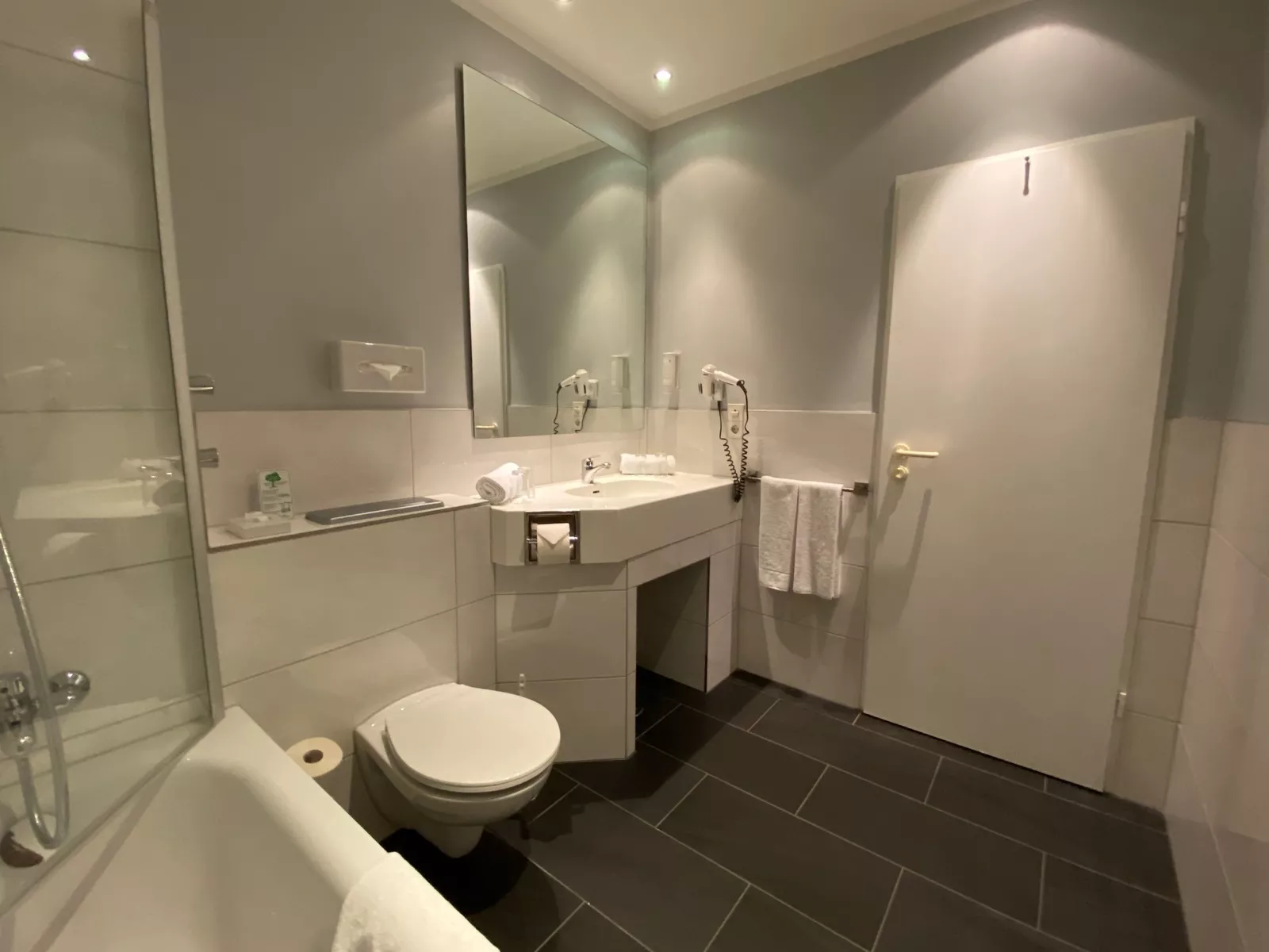 Twin Zimmer mit Blick ins Bad - WC & Waschbecken sind zu sehen