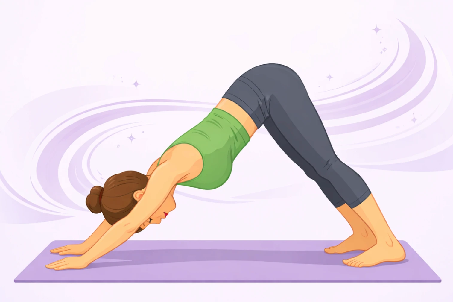 A woman doing downward dog yoga pose