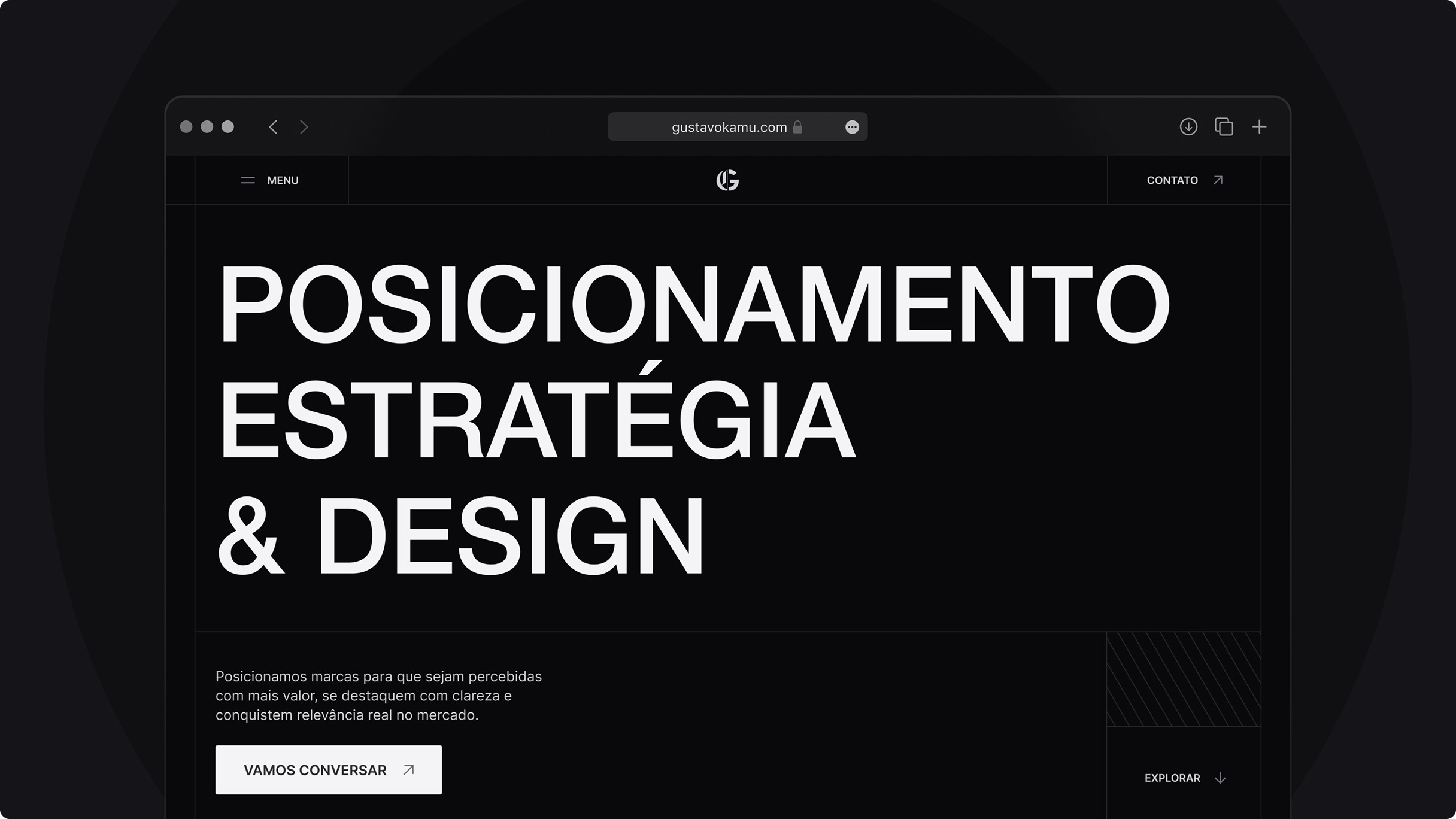 Mockup do site do Gustavo Kamú