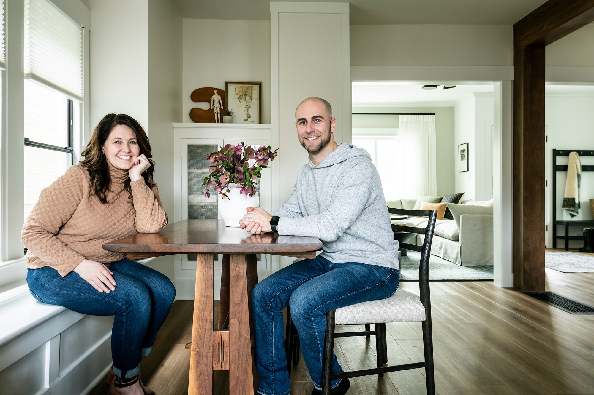 The dining nook in a Seattle, Washington home that has a family mission statement was designed by Sherri Monte, interior designer at, Elegant Simplicity.