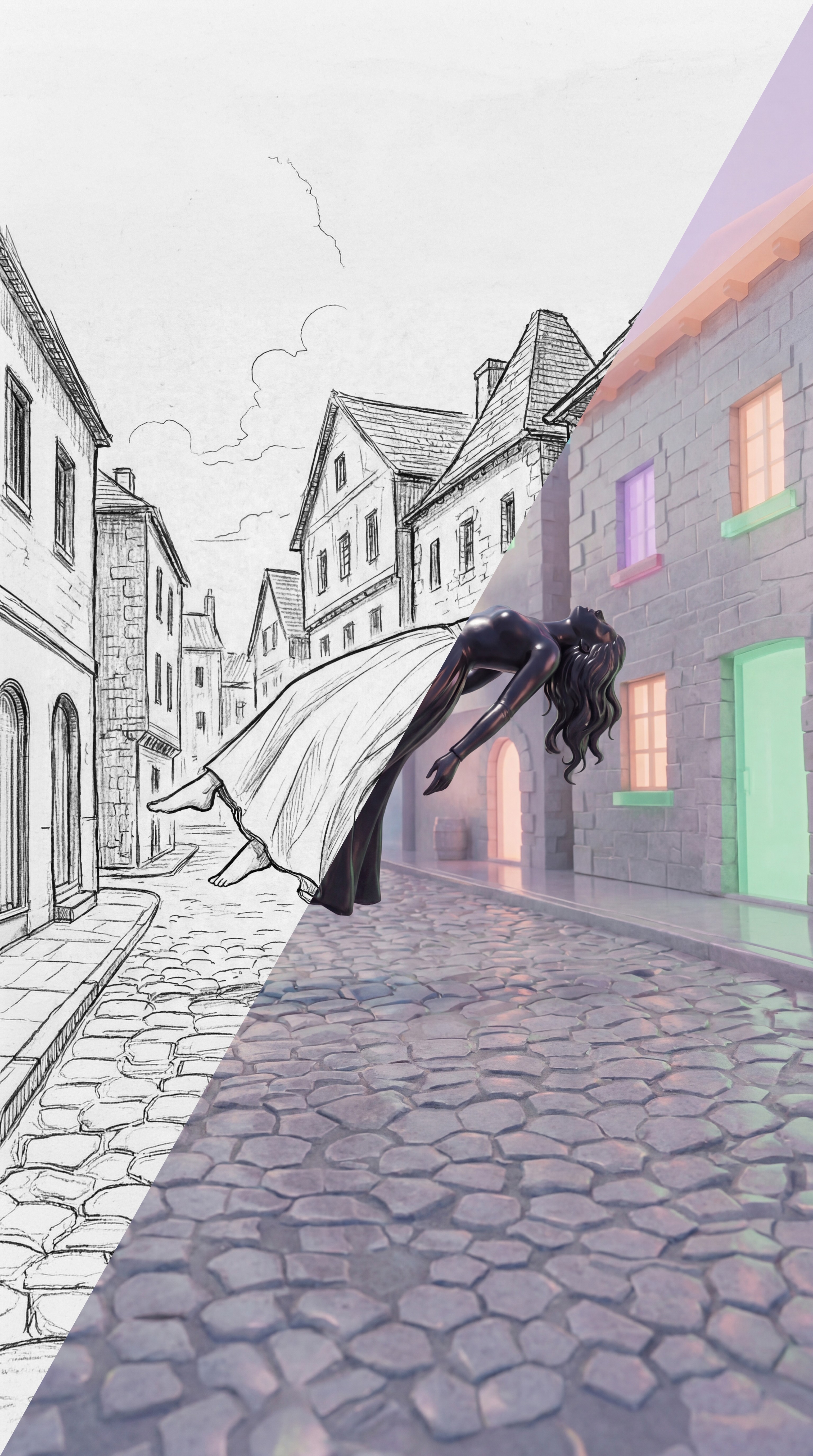 Two hands in an elegant gesture, one above the other, against a dark background