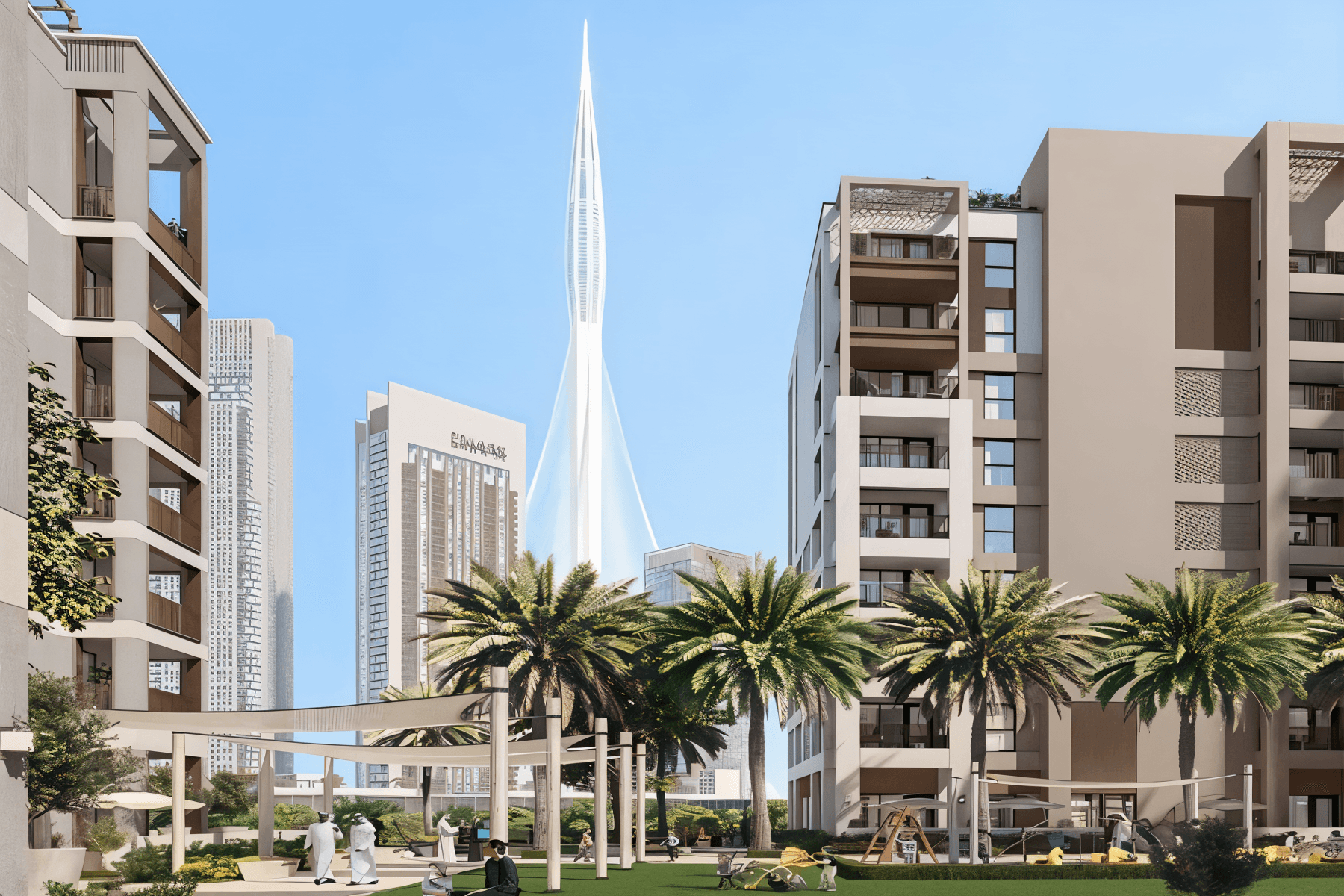 Modern residential tower in Dubai, reflecting surf culture with its unique architecture and panoramic views.