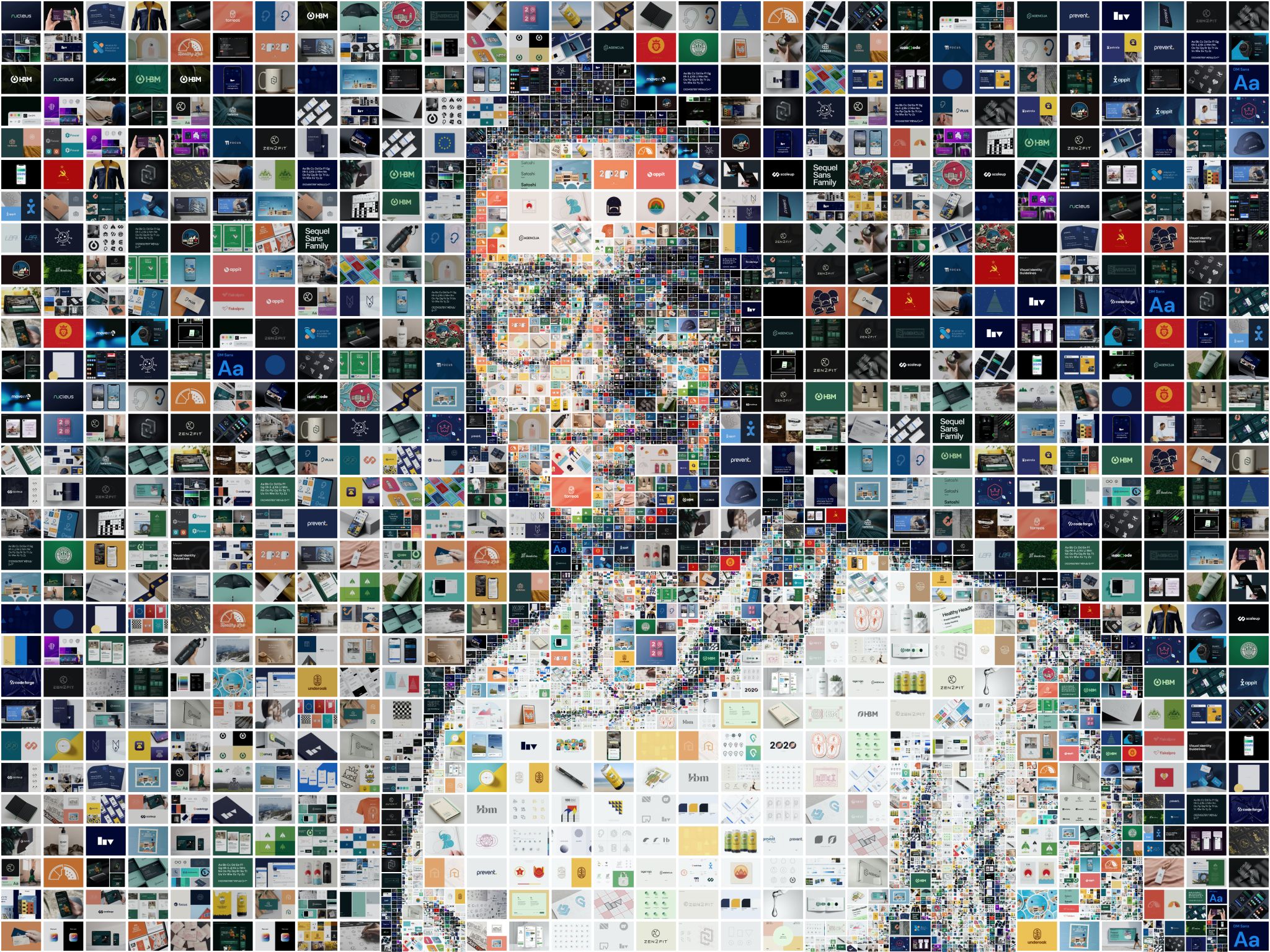 Vadim Carazan, portrait made of 2140 designs