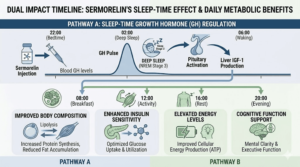 Sermorelin bedtime injection growth hormone release timeline during sleep