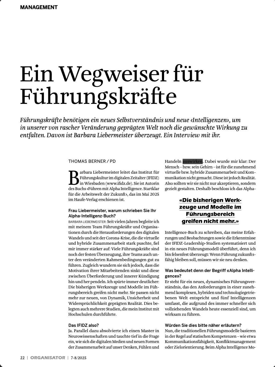Cover: Ein Wegweiser für Führungskräfte