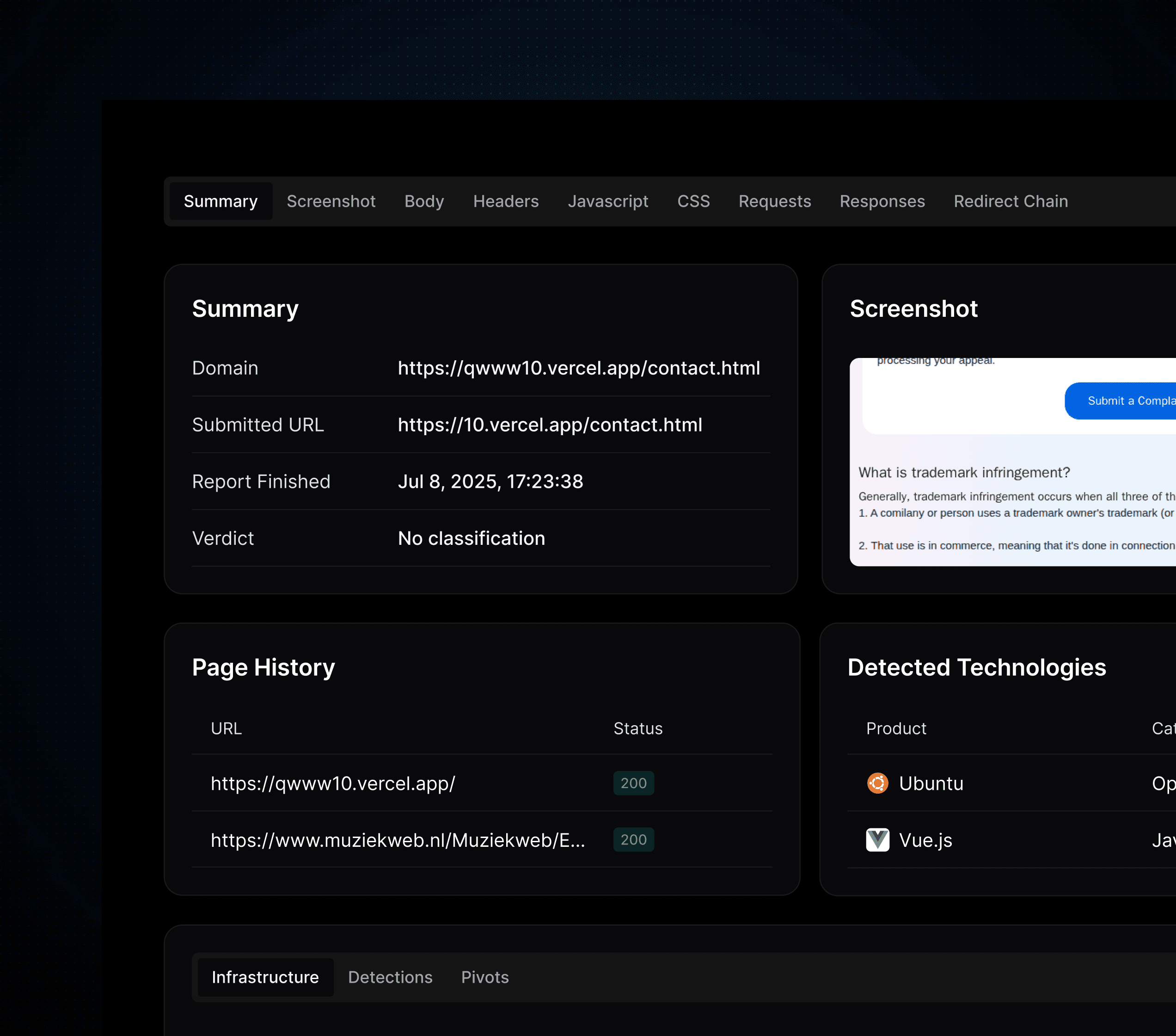 Automated phishing site analysis