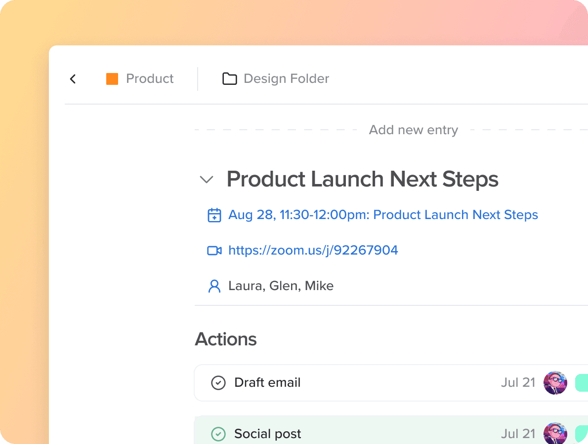 assign tasks in notes