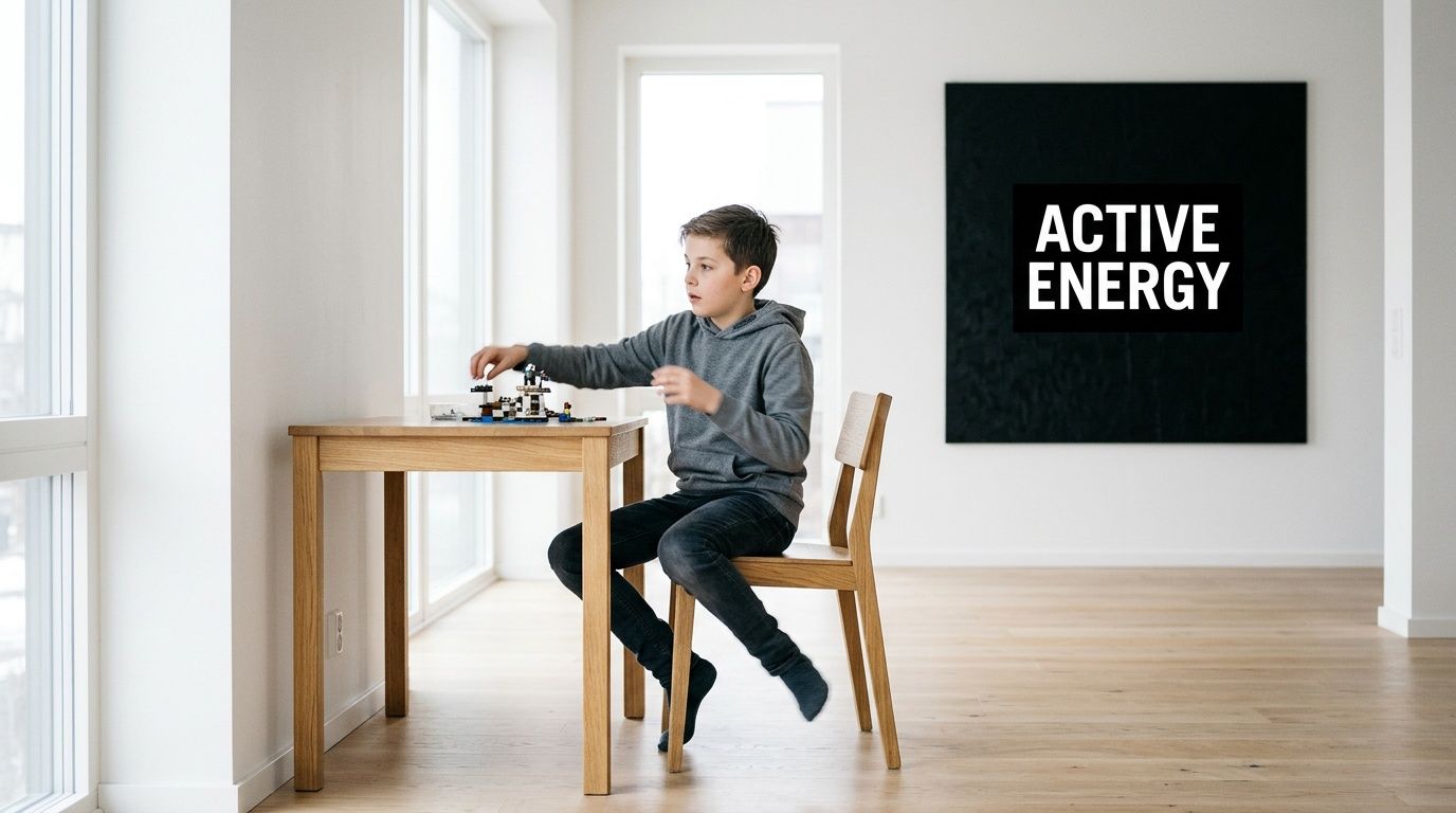 A young boy sitting at a wooden table while building a Lego set in a bright room.