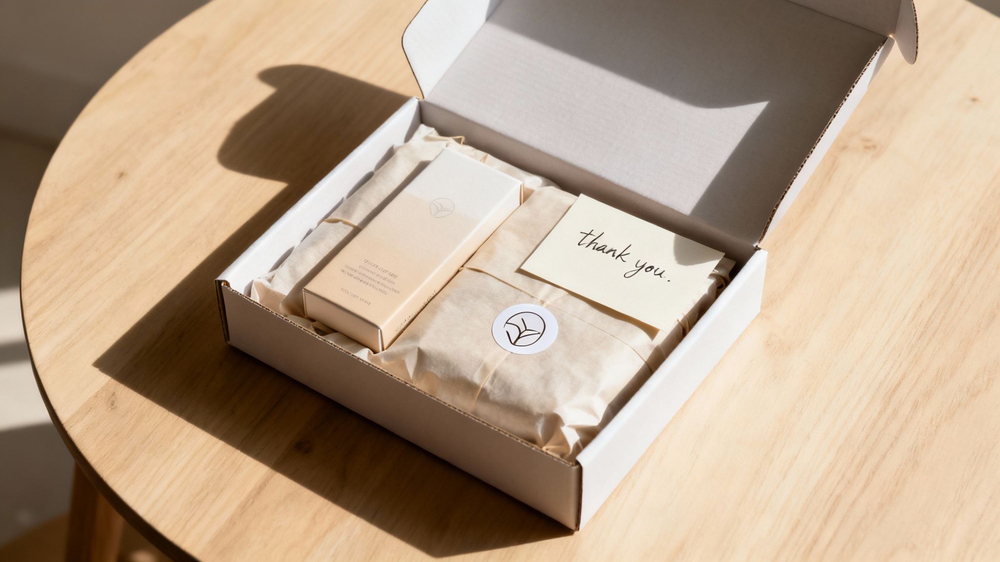 A beautifully wrapped gift box being sent to an influencer, symbolizing the core of a strong ambassador program.