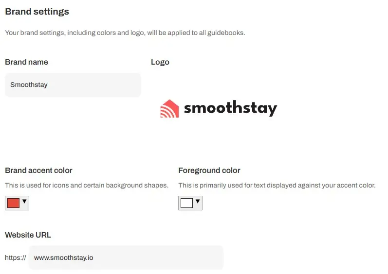 SmoothStay brand settings