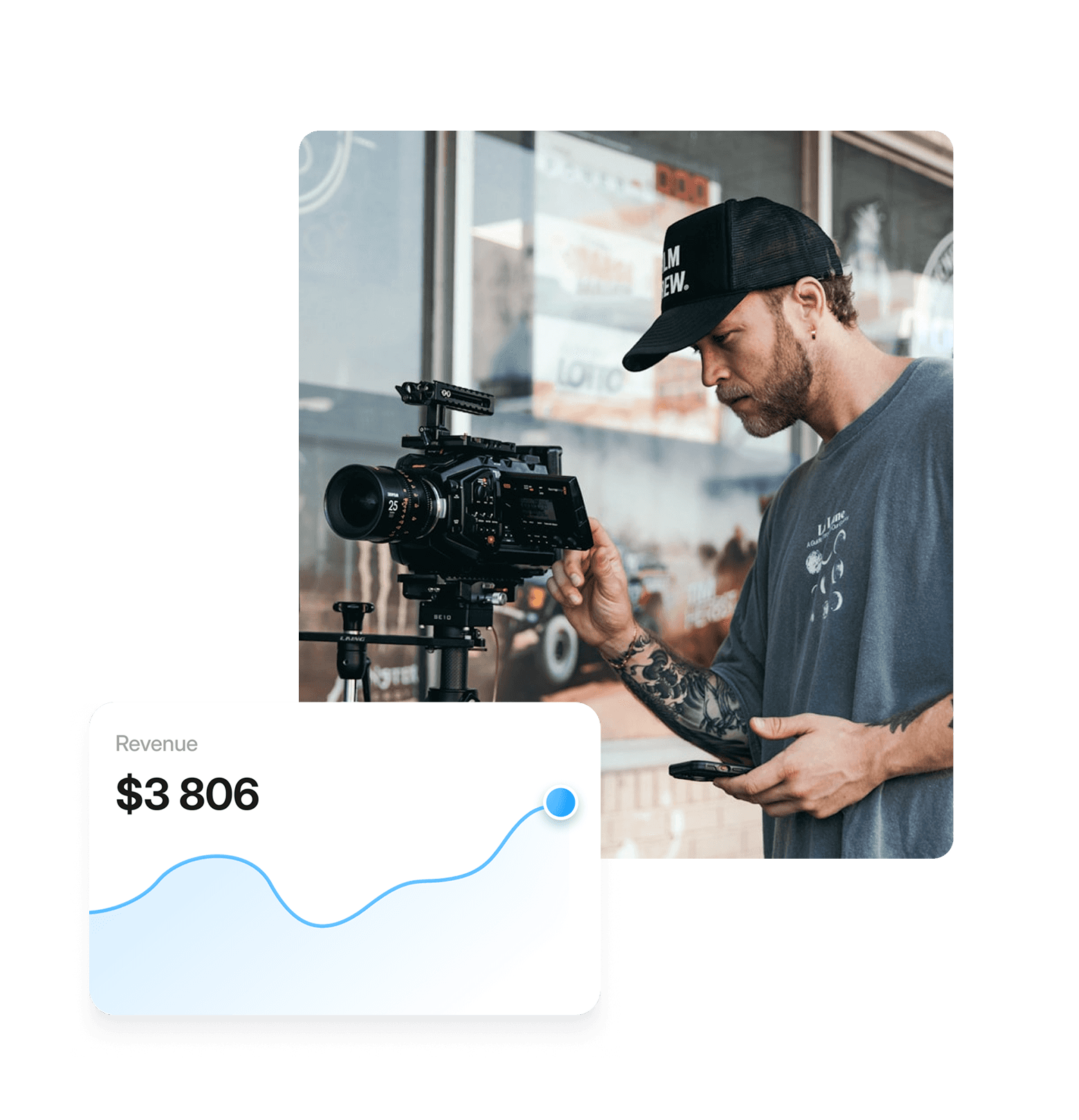 Photograph of hands using a laptop with charts on the display