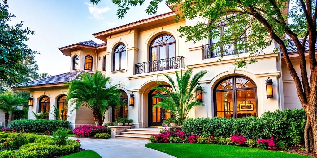 Vibrant HDR photo of a luxurious home exterior.