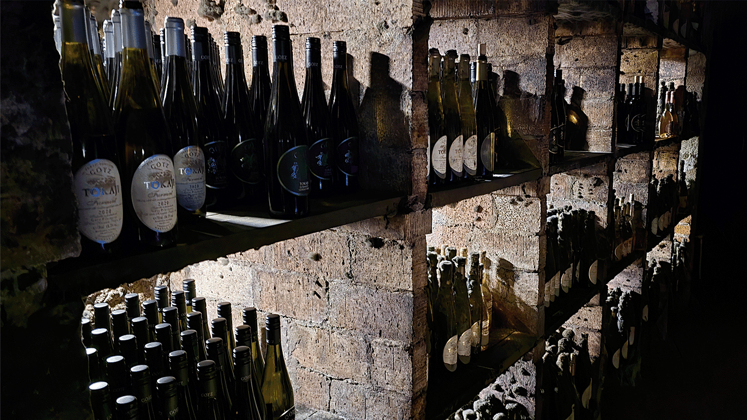 Wine bottles from the Götz Winery Cellar 