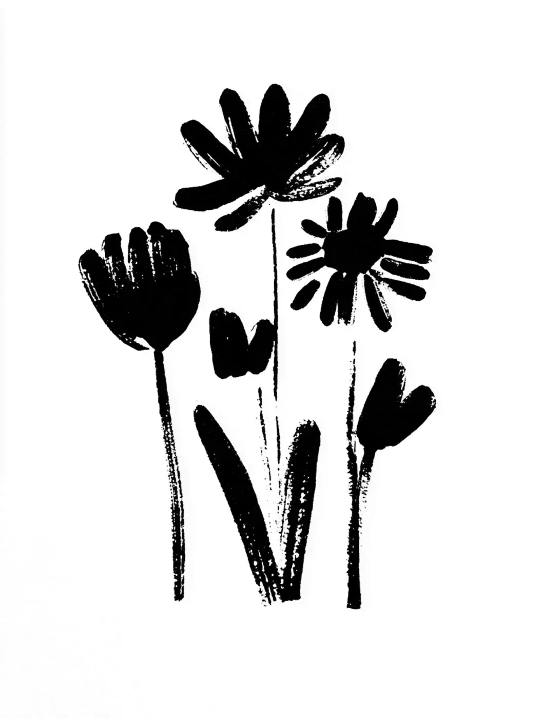Black flower illustration of a sister
