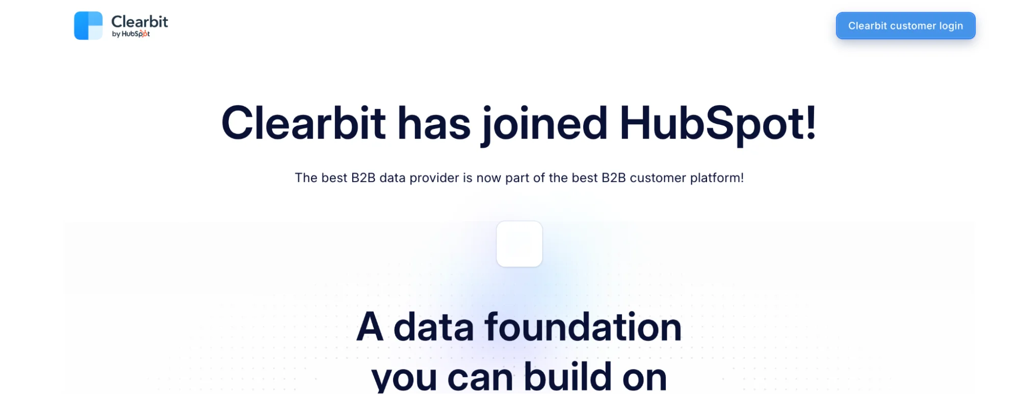Clearbit homepage: B2B data enrichment by HubSpot