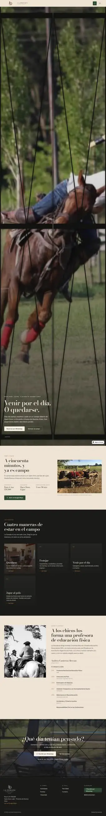 Captura de la web de La Dorada Campo & Polo, diseñada por Launchly