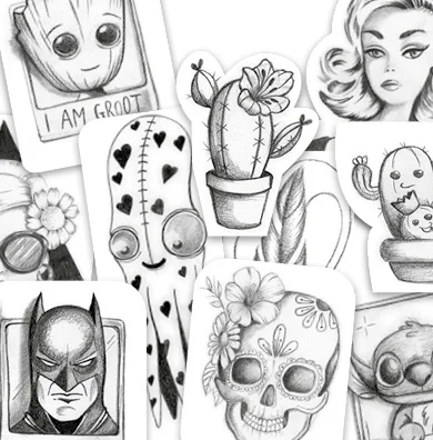 Une partie de la collection de tatouages éphémères à découvrir chez AZ Shop