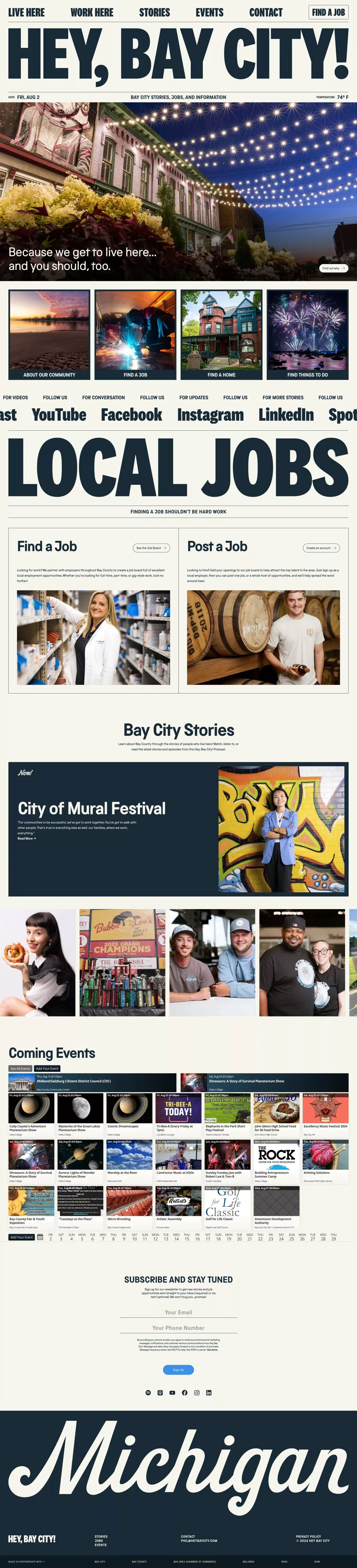 Hey, Bay City! other page screenshot showcasing Event and HR design