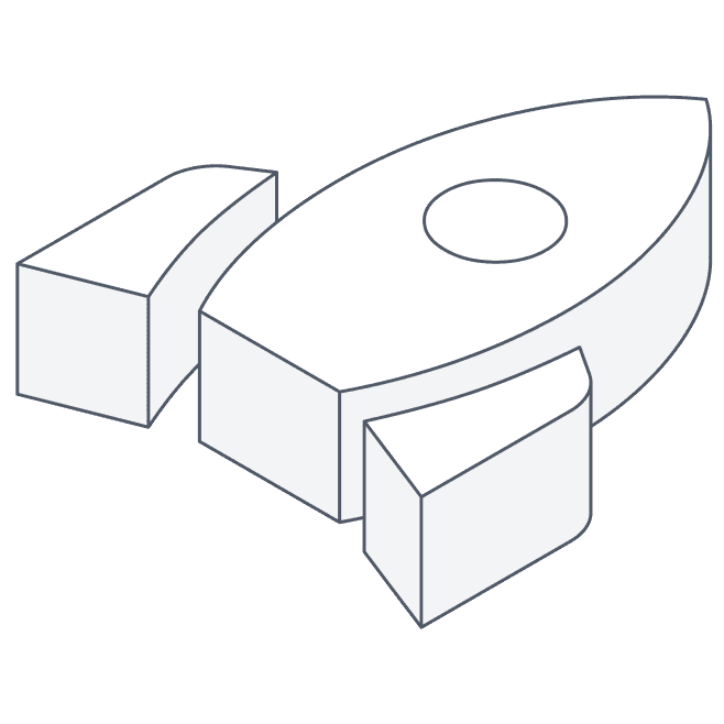 A sleek white rocket ship set against a dark black background, representing the theme of space travel.