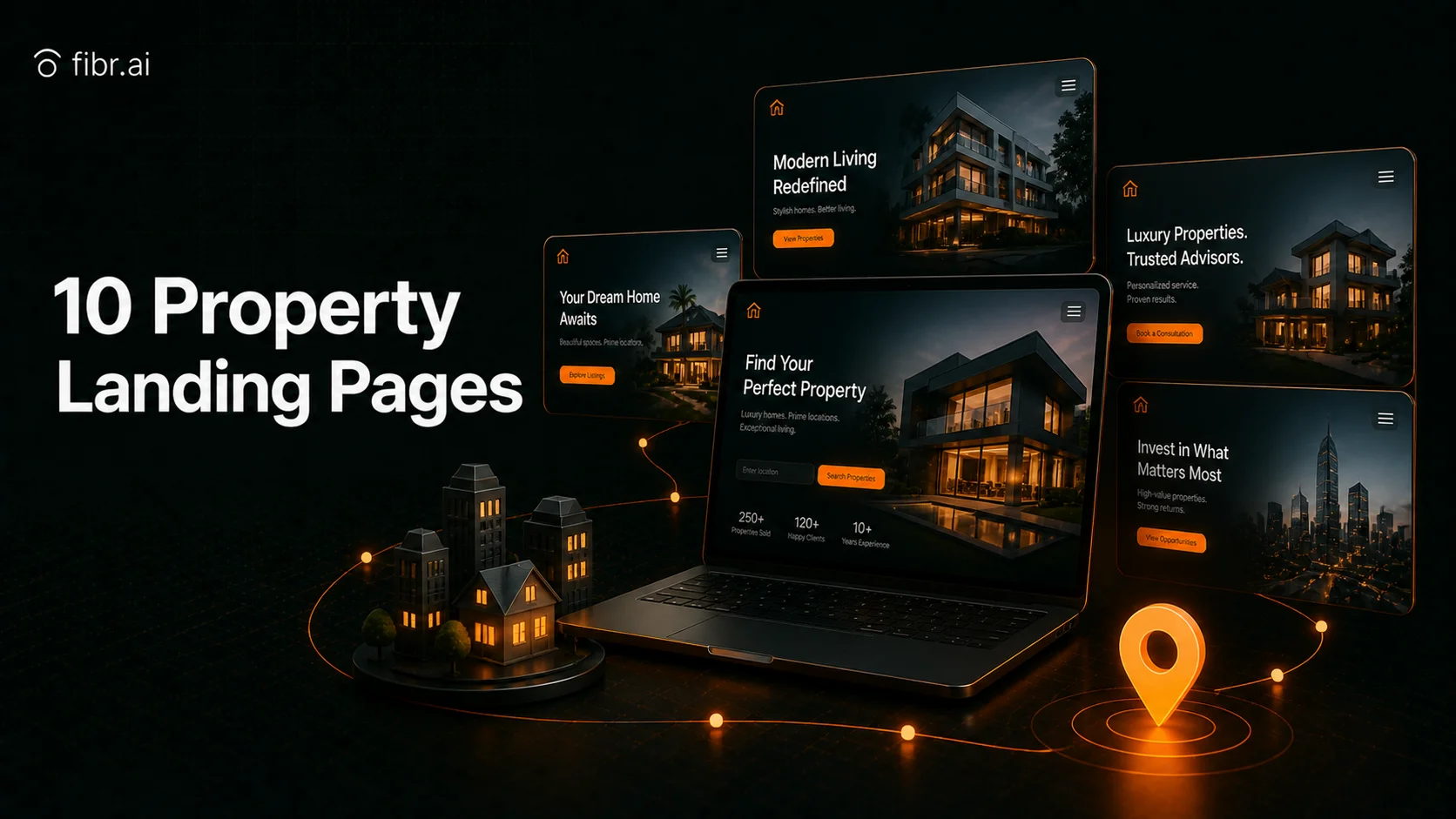 Real estate landing page example with modern property listings and CTA